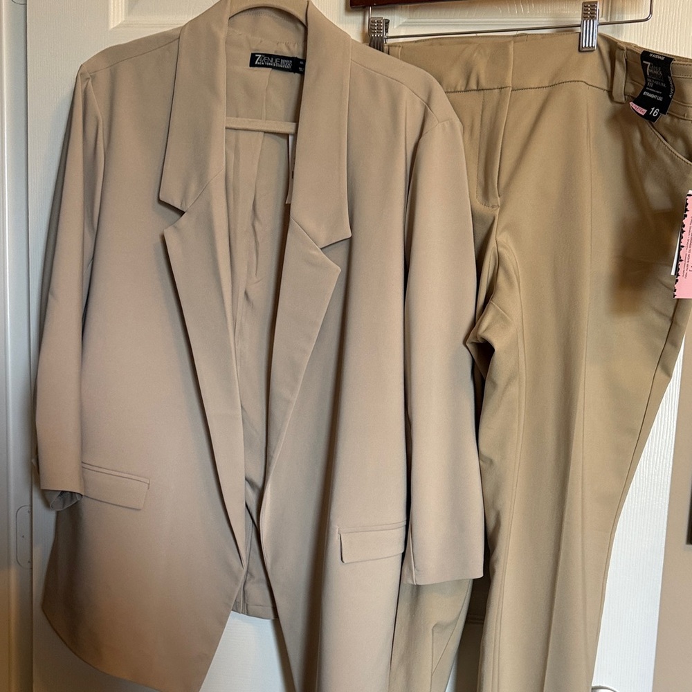 New York & Company Tan Blazer and Pants Set